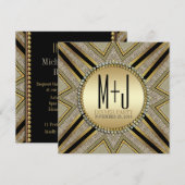 Art Deco Style Taupe Gold Dinner Party-uitnodiging Kaart (Voorkant / Achterkant)