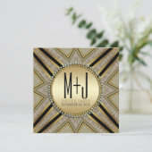 Art Deco Style Taupe Gold Dinner Party-uitnodiging Kaart (Staand voorkant)
