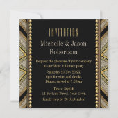 Art Deco Style Taupe Gold Dinner Party-uitnodiging Kaart (Achterkant)