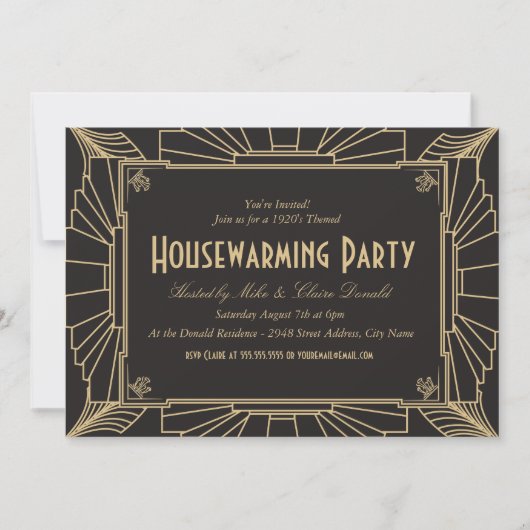 Art Deco Style, Uitnodiging voor opwarming van de (Voorkant)