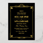 Art Deco Style Wedding Gold Folie Uitnodiging (Voorkant)