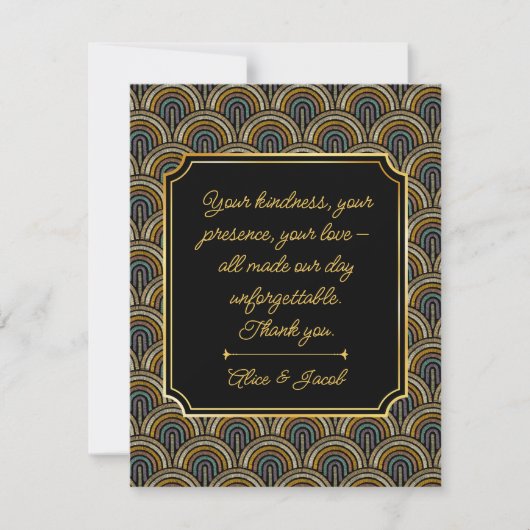Art Deco Style Wedding Thank You Card Bedankkaart (Voorkant)