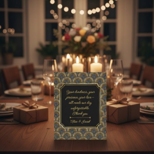 Art Deco Style Wedding Thank You Card Bedankkaart