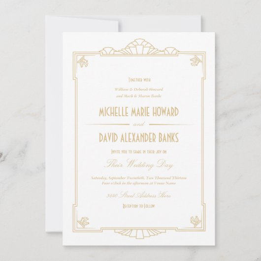 Art Deco Style Wedding Uitnodiging (Voorkant)