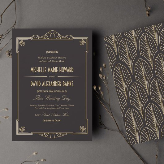 Art Deco Style Wedding Uitnodiging