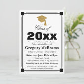 Art Deco Style White Graduparty Kaart (Staand voorkant)