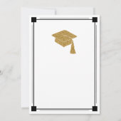 Art Deco Style White Graduparty Kaart (Achterkant)