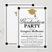 Art Deco Style White Graduparty Kaart (Voorkant / Achterkant)