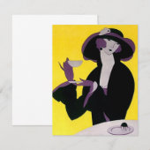 Art Deco Stylish Lady High Tea ~ Blank Back Invite Kaart (Voorkant / Achterkant)