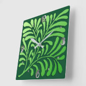 Art Deco Stylized Fern, Shades of Green Vierkante Klok (Hoek)