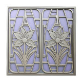 Art Deco Stylized Lily Floral #10 Violet ID1196 Tegeltje (Voorkant)