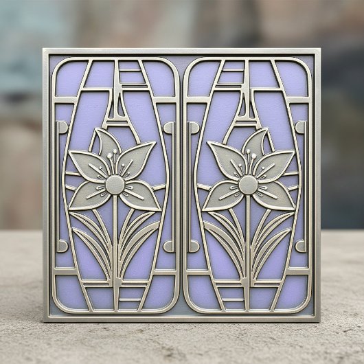 Art Deco Stylized Lily Floral #10 Violet ID1196 Tegeltje