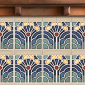 Art Deco Stylized Sunburst Tree Tile Tegeltje