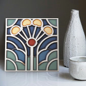 Art Deco Stylized Sunburst Tree Tile Tegeltje