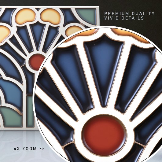 Art Deco Stylized Sunburst Tree Tile Tegeltje