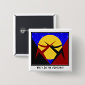 Art Deco Sun-Dance Vierkante Button 5,1 Cm (Voorkant /achterkant)