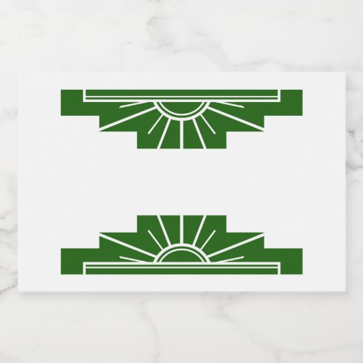 Art deco sun element in dark green voedselcontainer etiket (Enkel label)