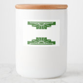 Art deco sun element in dark green voedselcontainer etiket (Voorkant)