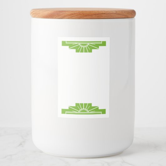Art deco sun element in lime green voedselcontainer etiket (Voorkant)