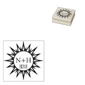 Art Deco Sunburst Chique Monogrammed Bruiloft Rubberstempel (Gestempeld)
