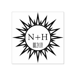 Art Deco Sunburst Chique Monogrammed Bruiloft Rubberstempel
