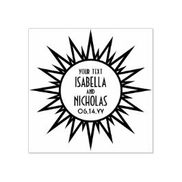 Art Deco Sunburst Chique Typografie Bruiloft Rubberstempel