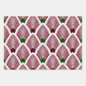 Art Deco Sunburst Fan in Bright Holiday Red Inpakpapier Vel (Voorkant 2)