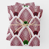 Art Deco Sunburst Fan in Bright Holiday Red Inpakpapier Vel (In situ)