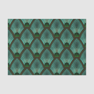 Art Deco Sunburst Fan in Metallic Green Tissuepapier
