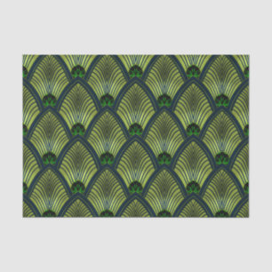 Art Deco Sunburst Fan in Metallic Lime Green Tissuepapier