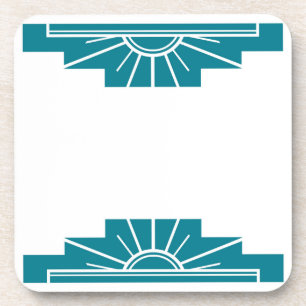 Art Deco Sunburst in Blauwgroen Bier Onderzetter