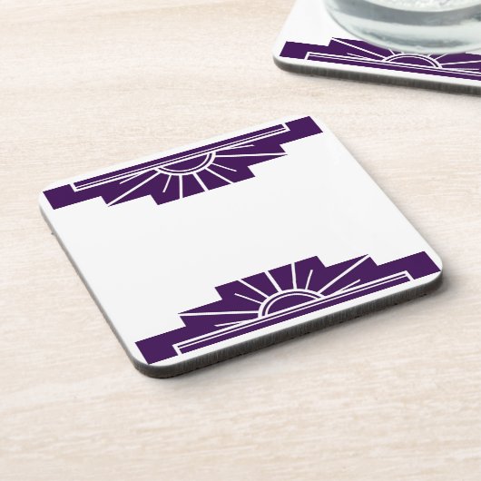 Art Deco Sunburst in Deep Paarse Bier Onderzetter (Linkerzijde)