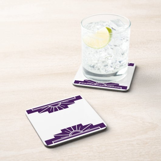 Art Deco Sunburst in Deep Paarse Bier Onderzetter (Rechterzijde)