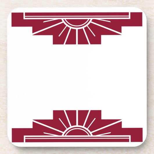 Art Deco Sunburst in Deep Ruby Bier Onderzetter (Voorkant)