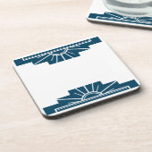 Art Deco Sunburst in donker Blauwgroen Bier Onderzetter (Linkerzijde)