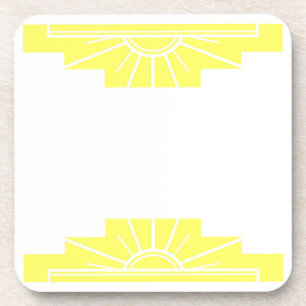 Art Deco Sunburst in geel Bier Onderzetter