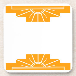 Art Deco Sunburst in Golden Yellow Bier Onderzetter