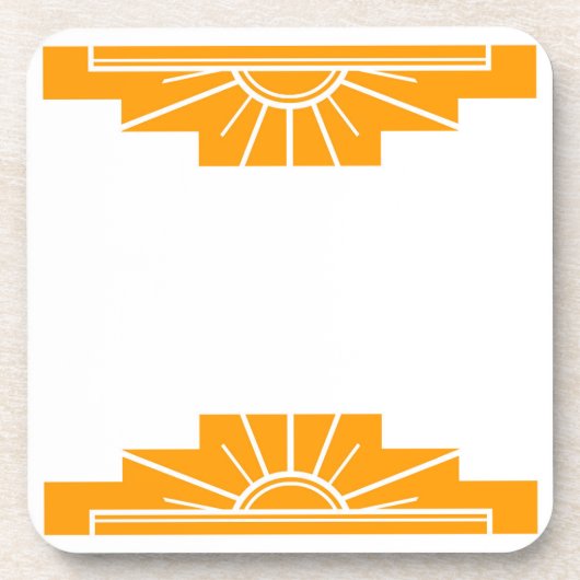 Art Deco Sunburst in Golden Yellow Bier Onderzetter (Voorkant)
