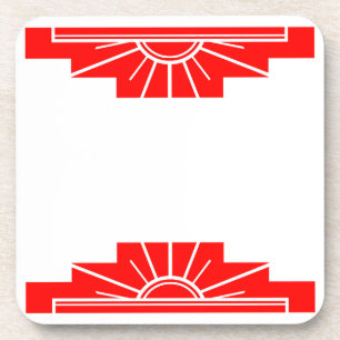 Art Deco Sunburst in Helderrood Bier Onderzetter