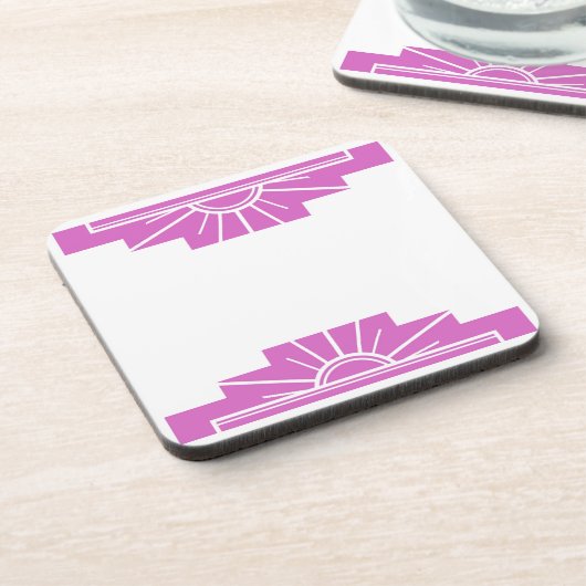 Art Deco Sunburst in Roze Bier Onderzetter (Linkerzijde)