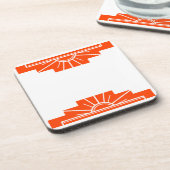 Art Deco Sunburst in Sinaasappel Bier Onderzetter (Linkerzijde)