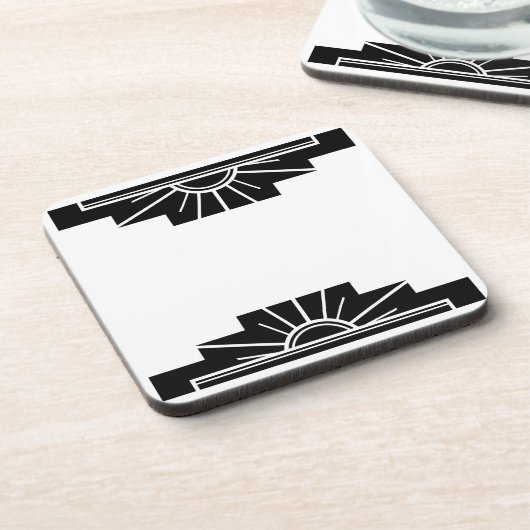 Art Deco Sunburst in zwart Bier Onderzetter (Linkerzijde)