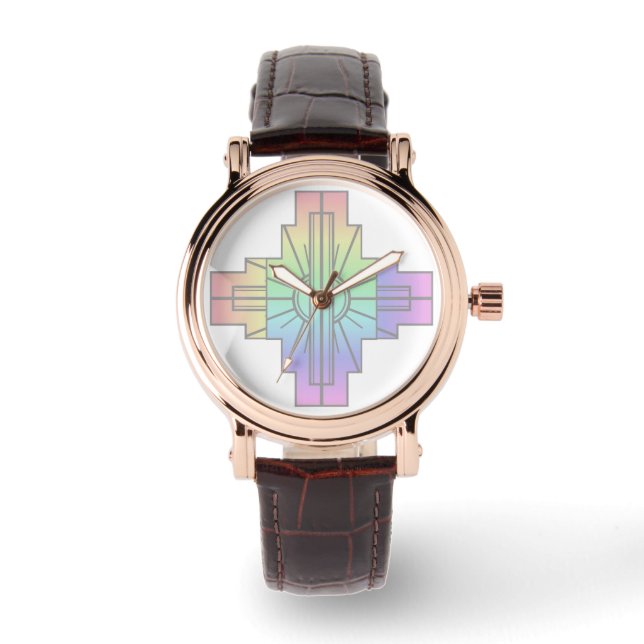 Art Deco Sunburst Pattern in Pastels Horloge (Voorkant)