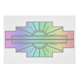 Art Deco Sunburst Pattern in Pastels Perfect Poster
