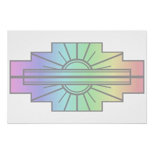 Art Deco Sunburst Pattern in Pastels Perfect Poster (Voorkant)