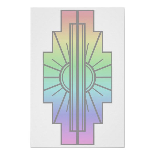 Art Deco Sunburst Pattern in Pastels Perfect Poster (Voorkant)