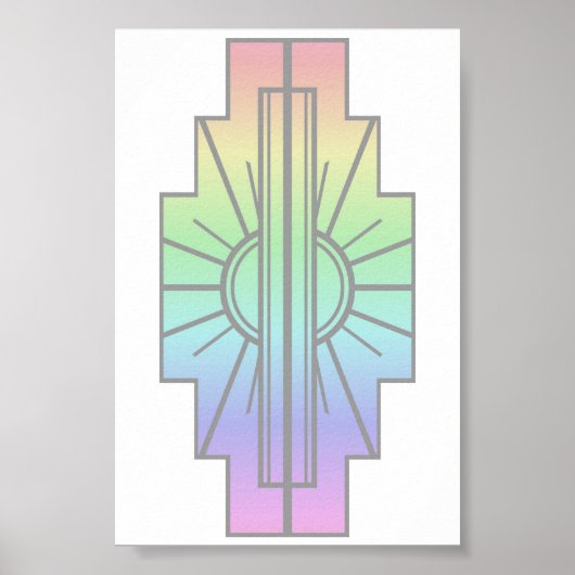 Art Deco Sunburst Pattern in Pastels Poster (Voorkant)
