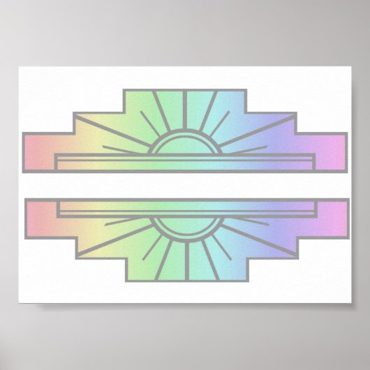 Art Deco Sunburst Pattern in Pastels Poster (Voorkant)