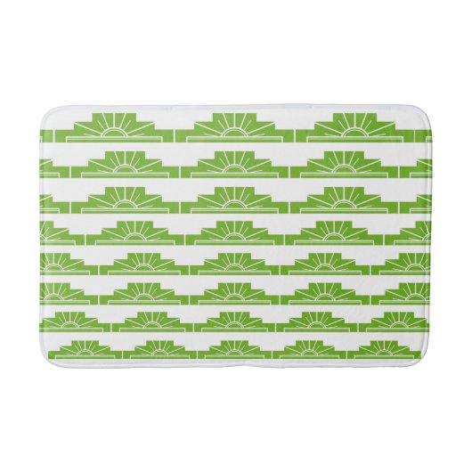 Art Deco Sunburst Pattern in White en Limoen Badmat (Voorkant)