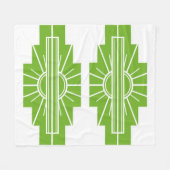 Art Deco Sunburst Pattern in White en Limoen Fleec Fleece Deken (Voorkant (Horizontaal))